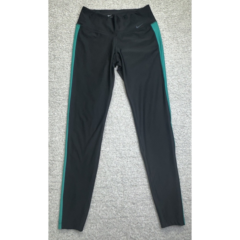 NIKE POWER Womens Dri-Fit Training‎ Poly Running Gym Leggings Black Teal Small